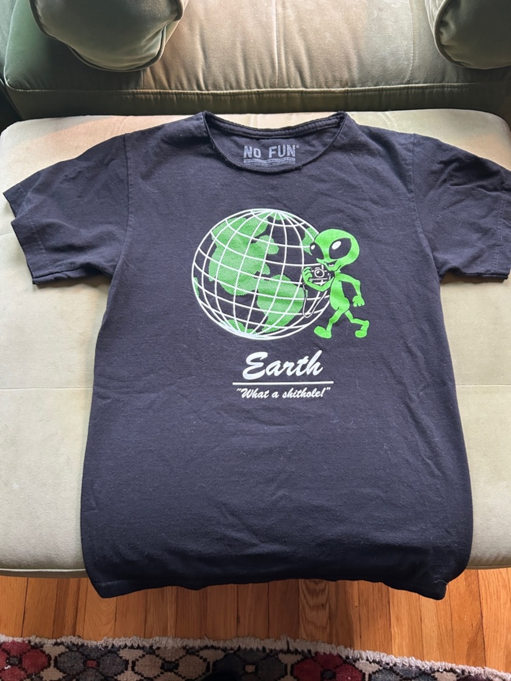 No Fun Black Alien Earth Graphic Tee